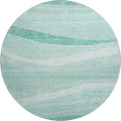 Premium Machine Washable Mayfield AMF1099 Aqua 8' x 8' Round Rug