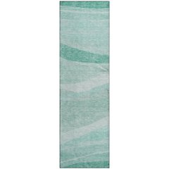 Premium Machine Washable Mayfield AMF1099 Aqua 2'3" x 7'6" Runner Rug