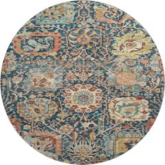 Premium Machine Washable Mayfield AMF1101 Navy 8' x 8' Round Rug