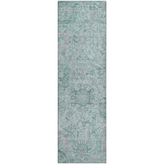 Premium Machine Washable Mayfield AMF1102 Teal 2'3" x 7'6" Runner Rug