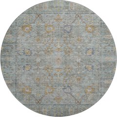 Premium Machine Washable Mayfield AMF1106 Teal 8' x 8' Round Rug
