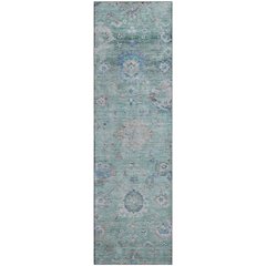 Premium Machine Washable Mayfield AMF1107 Seafoam 2'3" x 7'6" Runner Rug