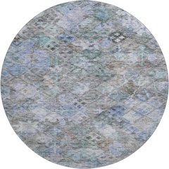 Premium Machine Washable Mayfield AMF1109 Blue 8' x 8' Round Rug