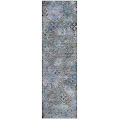 Premium Machine Washable Mayfield AMF1109 Blue 2'3" x 7'6" Runner Rug