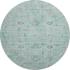 Premium Machine Washable Mayfield AMF1110 Teal 8' x 8' Round Rug