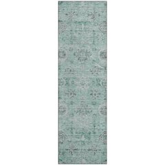 Premium Machine Washable Mayfield AMF1110 Teal 2'3" x 7'6" Runner Rug