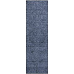 Premium Machine Washable Mayfield AMF1111 Navy 2'3" x 7'6" Runner Rug