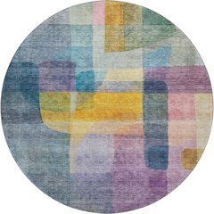 Premium Machine Washable Mayfield AMF1113 Blue 8' x 8' Round Rug