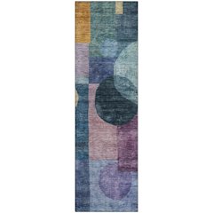 Premium Machine Washable Mayfield AMF1114 Blue 2'3" x 7'6" Runner Rug