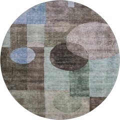 Premium Machine Washable Mayfield AMF1114 Brown 8' x 8' Round Rug