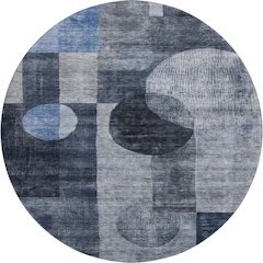 Premium Machine Washable Mayfield AMF1114 Navy 8' x 8' Round Rug