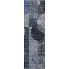 Premium Machine Washable Mayfield AMF1114 Navy 2'3" x 7'6" Runner Rug