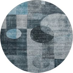 Premium Machine Washable Mayfield AMF1114 Teal 8' x 8' Round Rug