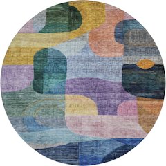 Premium Machine Washable Mayfield AMF1115 Blue 8' x 8' Round Rug