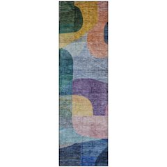 Premium Machine Washable Mayfield AMF1115 Blue 2'3" x 7'6" Runner Rug