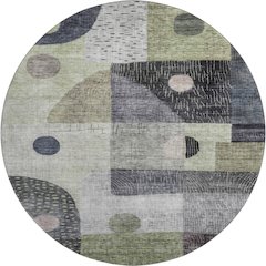 Premium Machine Washable Mayfield AMF1117 Aloe 8' x 8' Round Rug