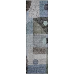 Premium Machine Washable Mayfield AMF1117 Blue 2'3" x 7'6" Runner Rug