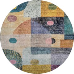 Premium Machine Washable Mayfield AMF1117 Green 8' x 8' Round Rug