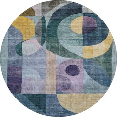 Premium Machine Washable Mayfield AMF1118 Blue 8' x 8' Round Rug