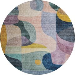Premium Machine Washable Mayfield AMF1119 Green 8' x 8' Round Rug