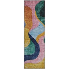Premium Machine Washable Mayfield AMF1120 Green 2'3" x 7'6" Runner Rug