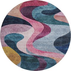 Premium Machine Washable Mayfield AMF1121 Green 8' x 8' Round Rug
