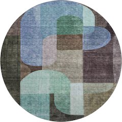 Premium Machine Washable Mayfield AMF1122 Brown 8' x 8' Round Rug