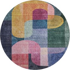 Premium Machine Washable Mayfield AMF1122 Green 8' x 8' Round Rug