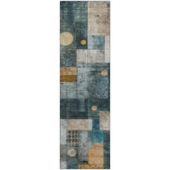 Premium Machine Washable Mayfield AMF1123 Teal 2'3" x 7'6" Runner Rug