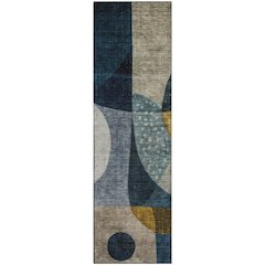 Premium Machine Washable Mayfield AMF1124 Blue 2'3" x 7'6" Runner Rug