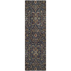 Premium Machine Washable Mayfield AMF1130 Navy 2'3" x 7'6" Runner Rug