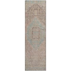 Premium Machine Washable Mayfield AMF1134 Pink 2'3" x 7'6" Runner Rug