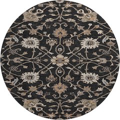 Premium Machine Washable Mayfield AMF1137 Black 8' x 8' Round Rug
