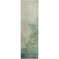 Premium Machine Washable Mayfield AMF1138 Green 2'3" x 7'6" Runner Rug