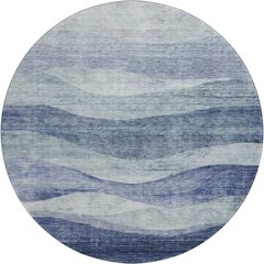 Premium Machine Washable Mayfield AMF1141 Blue 8' x 8' Round Rug