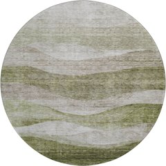 Premium Machine Washable Mayfield AMF1141 Green 8' x 8' Round Rug