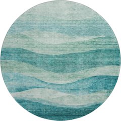 Premium Machine Washable Mayfield AMF1141 Teal 8' x 8' Round Rug