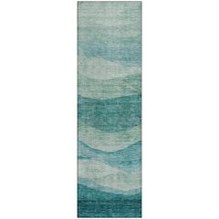 Premium Machine Washable Mayfield AMF1141 Teal 2'3" x 7'6" Runner Rug