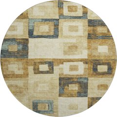 Premium Machine Washable Mayfield AMF1142 Beige 8' x 8' Round Rug