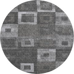 Premium Machine Washable Mayfield AMF1142 Black 8' x 8' Round Rug