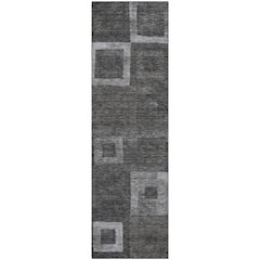 Premium Machine Washable Mayfield AMF1142 Black 2'3" x 7'6" Runner Rug