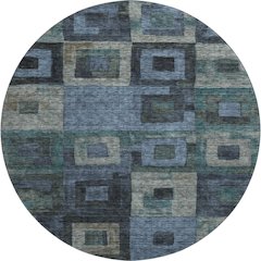 Premium Machine Washable Mayfield AMF1142 Blue 8' x 8' Round Rug