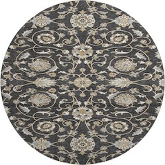 Premium Machine Washable Mayfield AMF1149 Black 8' x 8' Round Rug