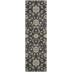 Premium Machine Washable Mayfield AMF1149 Black 2'3" x 7'6" Runner Rug