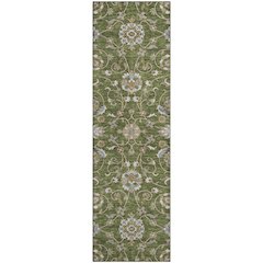 Premium Machine Washable Mayfield AMF1149 Olive 2'3" x 7'6" Runner Rug