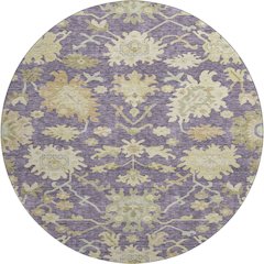 Premium Machine Washable Mayfield AMF1150 Eggplant 8' x 8' Round Rug
