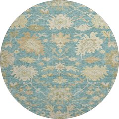 Premium Machine Washable Mayfield AMF1150 Teal 8' x 8' Round Rug
