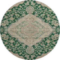 Premium Machine Washable Mayfield AMF1151 Emerald 8' x 8' Round Rug