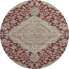 Premium Machine Washable Mayfield AMF1151 Garnet 8' x 8' Round Rug