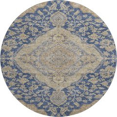 Premium Machine Washable Mayfield AMF1151 Navy 8' x 8' Round Rug